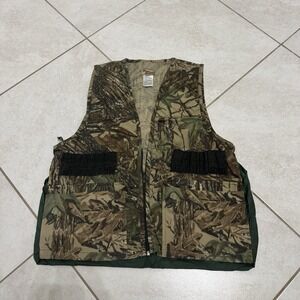 Vintage Sports Afield Vest Mens S Green Camo Real Tree Hunting Shooting 90s